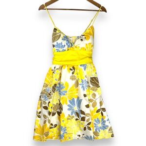 Speechless Dress Floral Y2K 90s Yellow Blue Brown Spaghetti Strap Babydoll 9 S 6